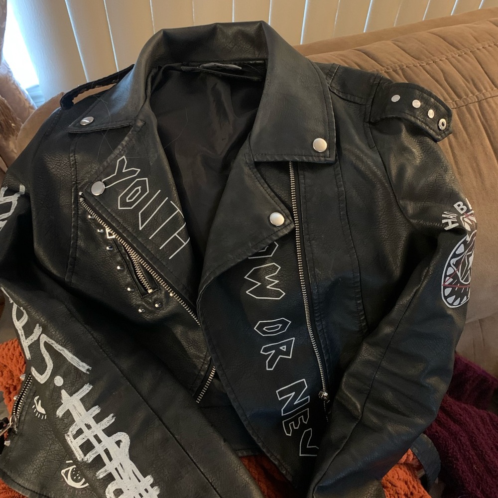 “DARE YOU” leather black womens jacket